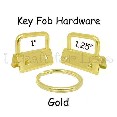 Gold Key Fob Hardware with Key Rings Sets - 1 Inch or 1.25 Inch
