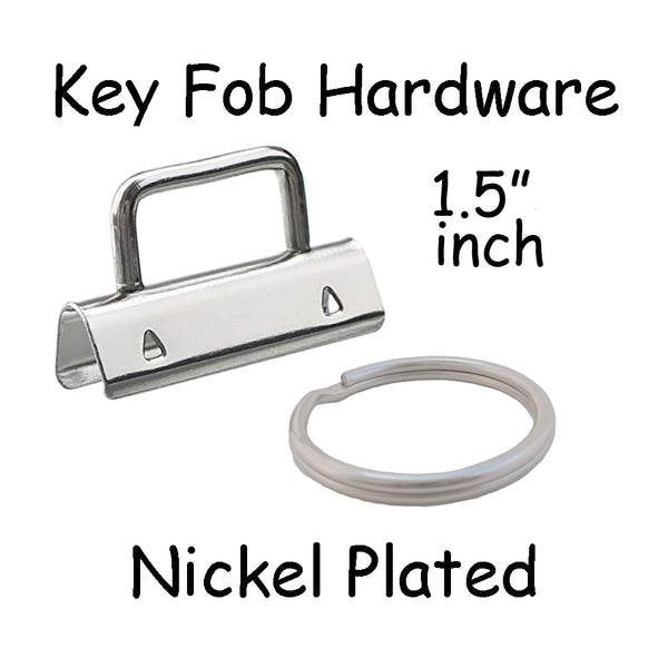 Nickel Key Fob Hardware with Key Rings Sets - 1.5 Inch – i Craft