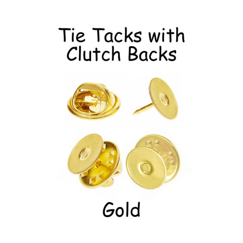 Gold Tie Tacks Blank Pins with Clutch Back