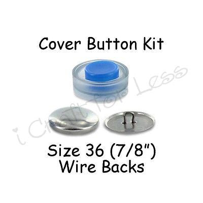 Size 36 (7/8 inch) Cover Buttons Starter Kit (makes 8) with Tool - Wire Backs