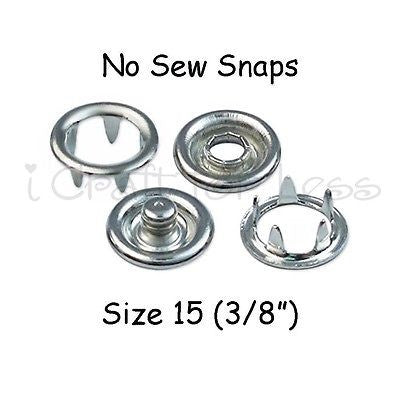 25 Metal Open Ring No Sew Snap Fasteners - Size 16 (7/16") - Nickel Free & CPSIA