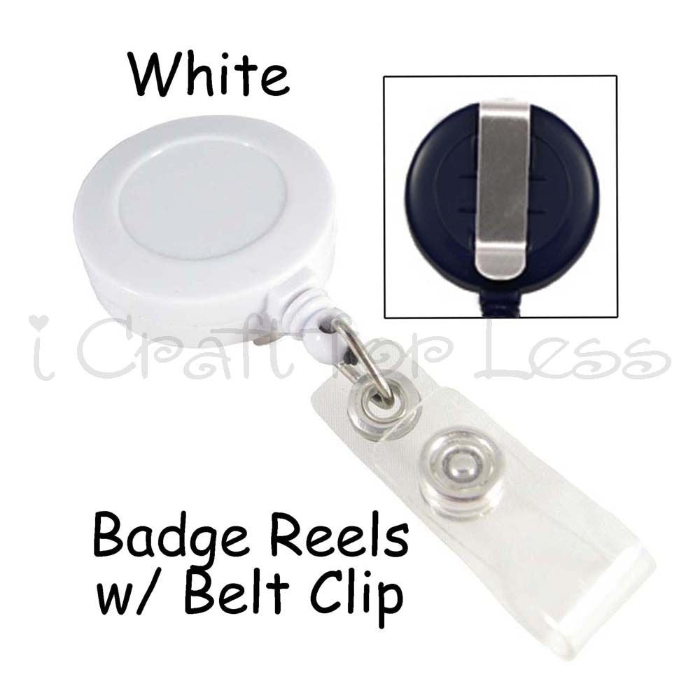 Badge Reels - White Belt Clips