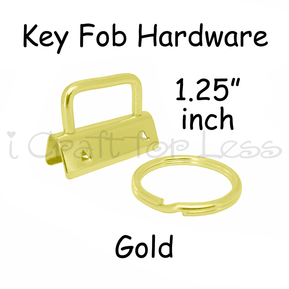 Gold Key Fob Hardware with Key Rings Sets - 1 Inch or 1.25 Inch – i Craft  for Less