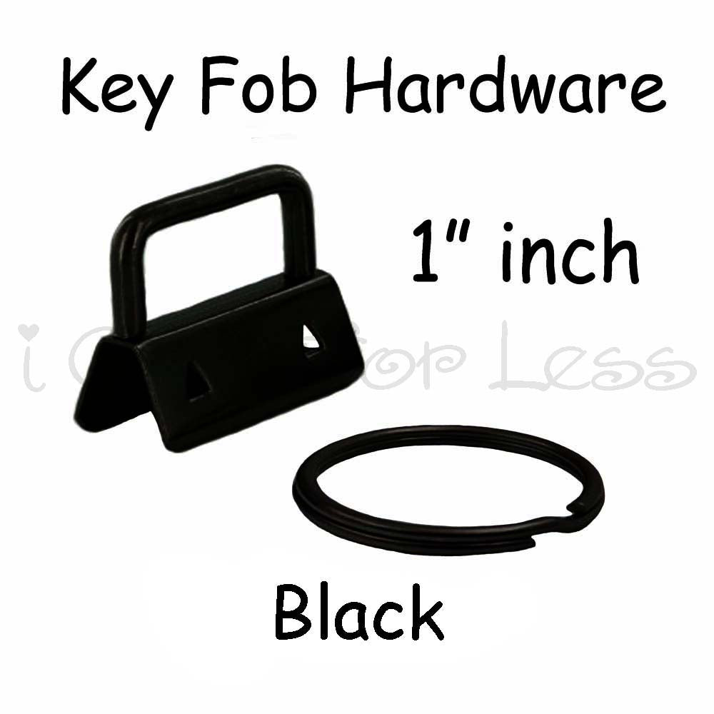 Black Key Fob Hardware with Key Rings Sets - 1 Inch or 1.25 Inch – i Craft  for Less