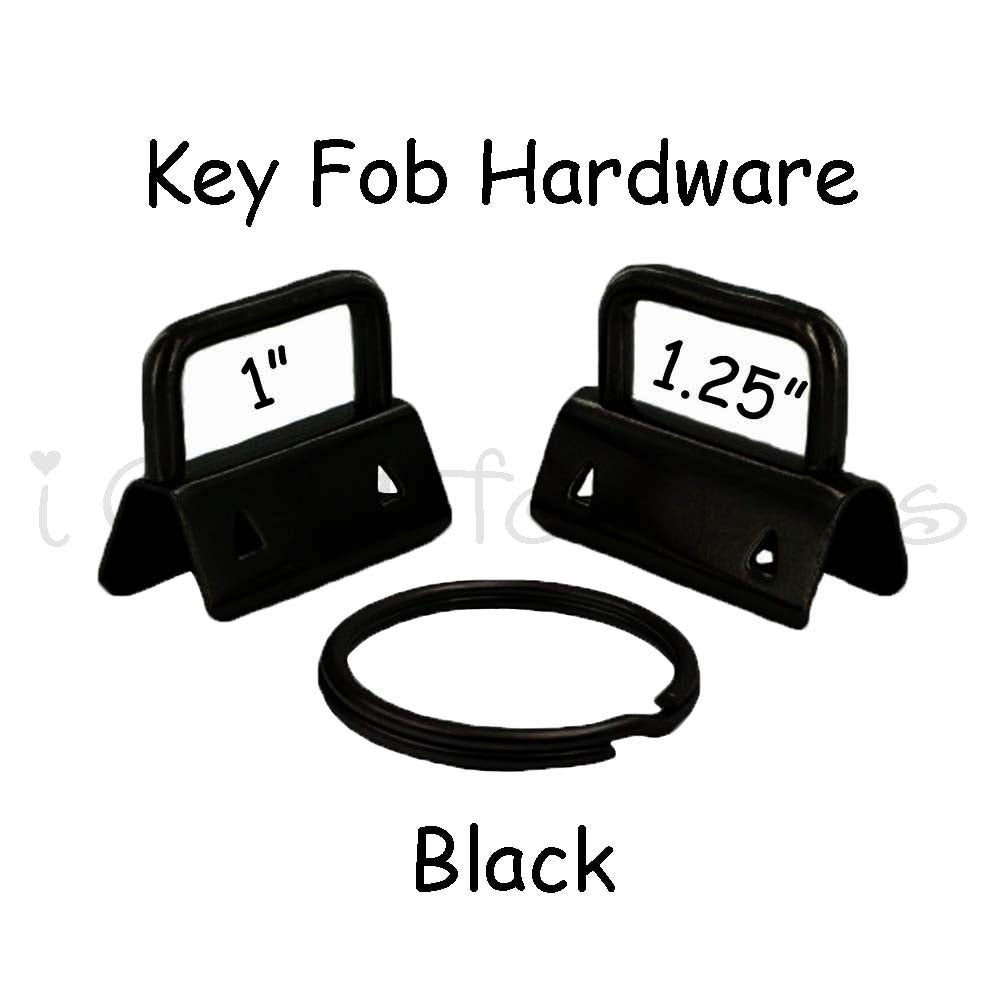 Black Key Fob Hardware with Key Rings Sets - 1 Inch or 1.25 Inch – i Craft  for Less